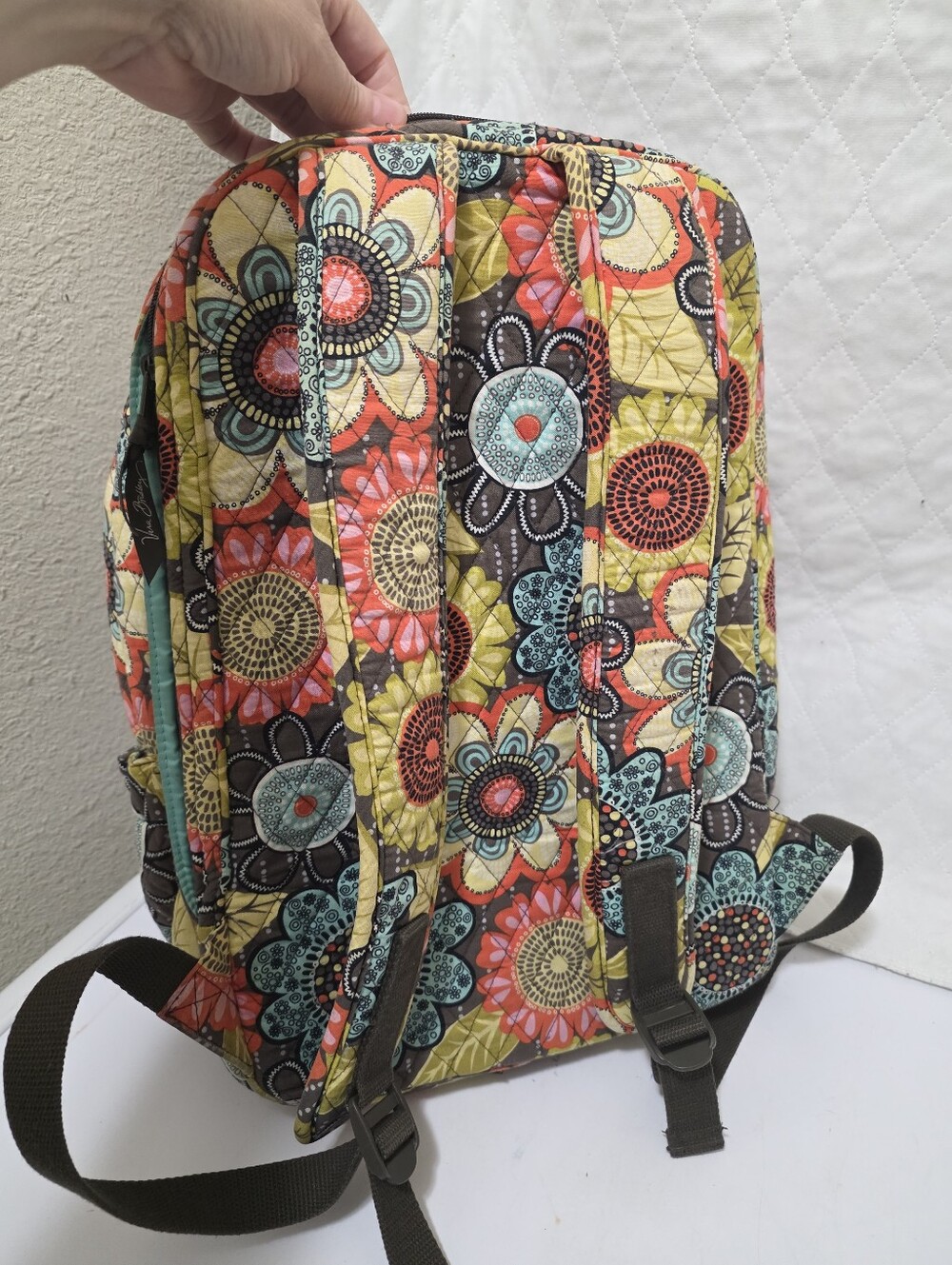 Vera Bradley Backpack Flower Shower Print Quilted Retired Rare - Picture 2 of 5